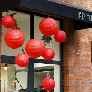 元旦装饰2026红纸灯笼过年味装饰美陈元宵商场门店铺中式环创布置