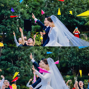 纸飞机婚礼现场氛围拍照道具退场大合照户外结婚放飞彩色折纸平头