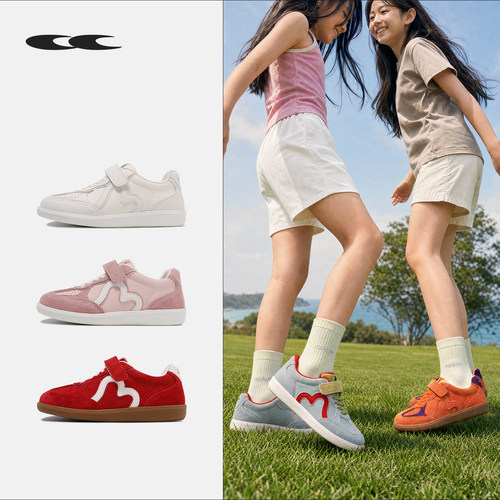 彩虹熊女童红色板鞋百搭休闲鞋