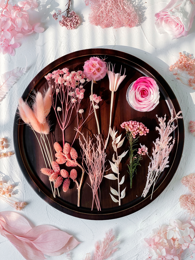 粉色永生花材料包干花束植物标本图片