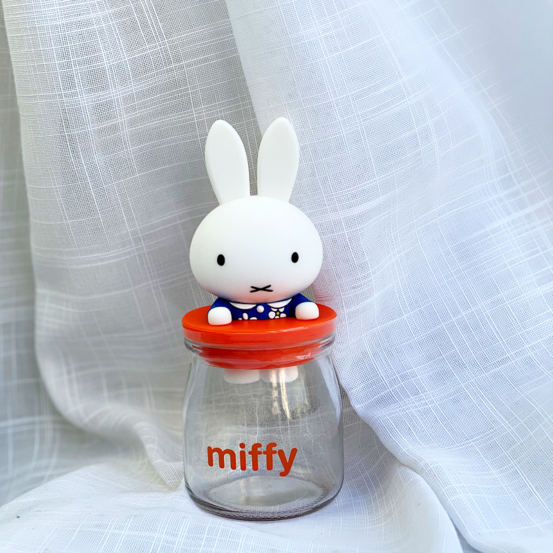 日本正版代购现货Miffy米菲兔立体胶塞糖果瓶收纳罐玻璃杯礼物