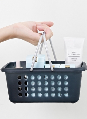 inomata日本进口手提篮沐浴洗浴篮子洗澡筐塑料镂空浴室筐小篮子