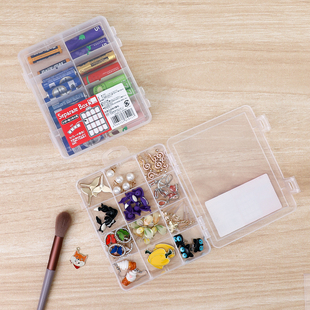 日本进口饰品配件收纳盒纽扣电池小物整理盒分格储物带盖锁扣盒子