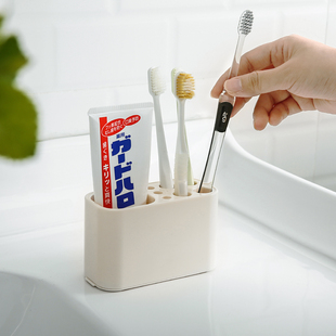 SANADA日本进口牙刷架牙具座牙膏牙线置物架子免打孔洗漱台收纳架