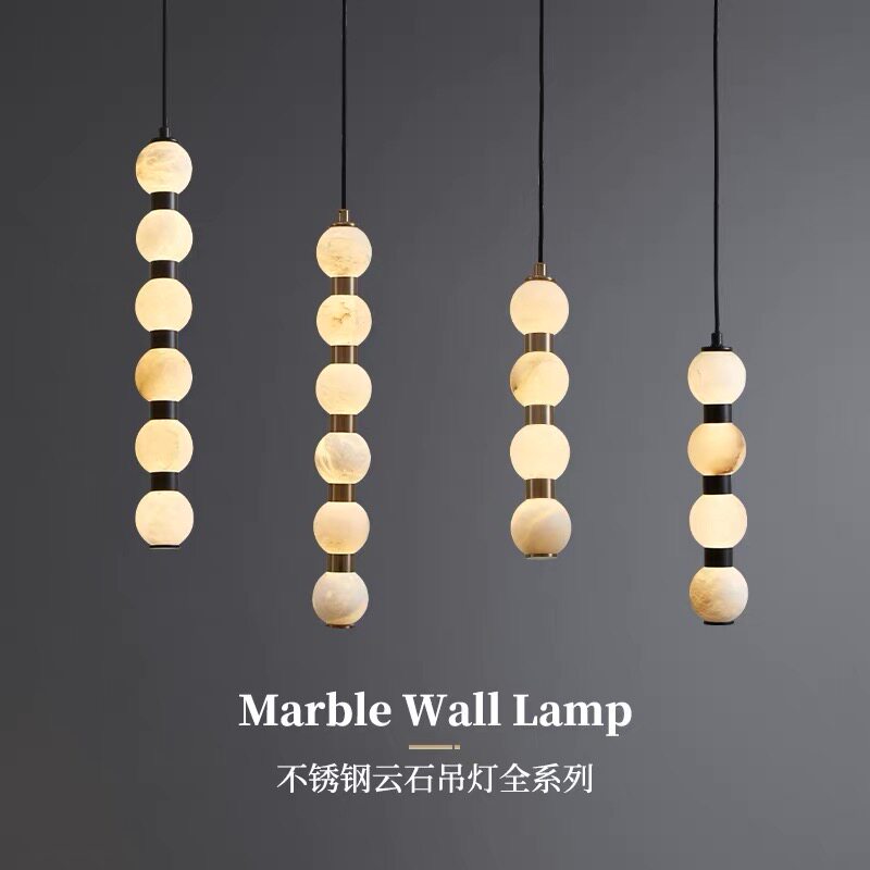 现代简约天然云石吊灯 竖排串珠床头/玄关/吧台/过