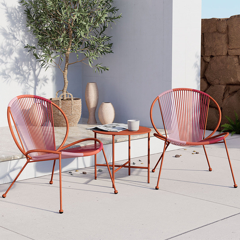 everite艾瑞 户外桌椅仿藤编三件套室外咖啡店桌椅阳台休闲区布置