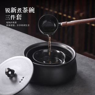 高档复古陶瓷围炉煮茶壶 陶明堂 家用养生煮茶器电陶炉炭火用陶锅