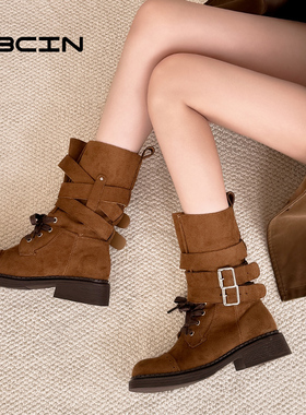 ABCIN中筒休闲靴女潮流户外马蹄跟女鞋80012