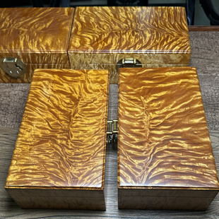 金丝楠木首饰盒珠宝收纳盒实木彩礼盒独板龙胆水波百宝箱镇尺缅花