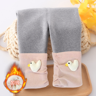 女宝宝裤 外穿柔软一体绒舒适加绒 子堆堆袜可爱卡通保暖休闲秋冬款