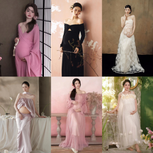 孕妇拍照服装 影楼摄影小清新礼服连衣裙潮妈大肚写真出租 展会新款