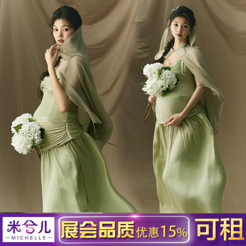 孕妇拍照服装森系斗篷礼服套装