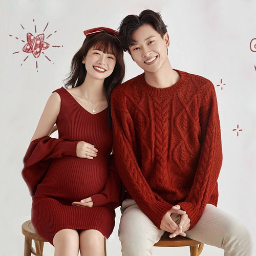 情侣孕妇照服装新年主题写真