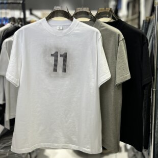 重磅纯棉数字11刺绣宽松落肩休闲百搭男士 T恤683 短袖 CYC潮牌夏款