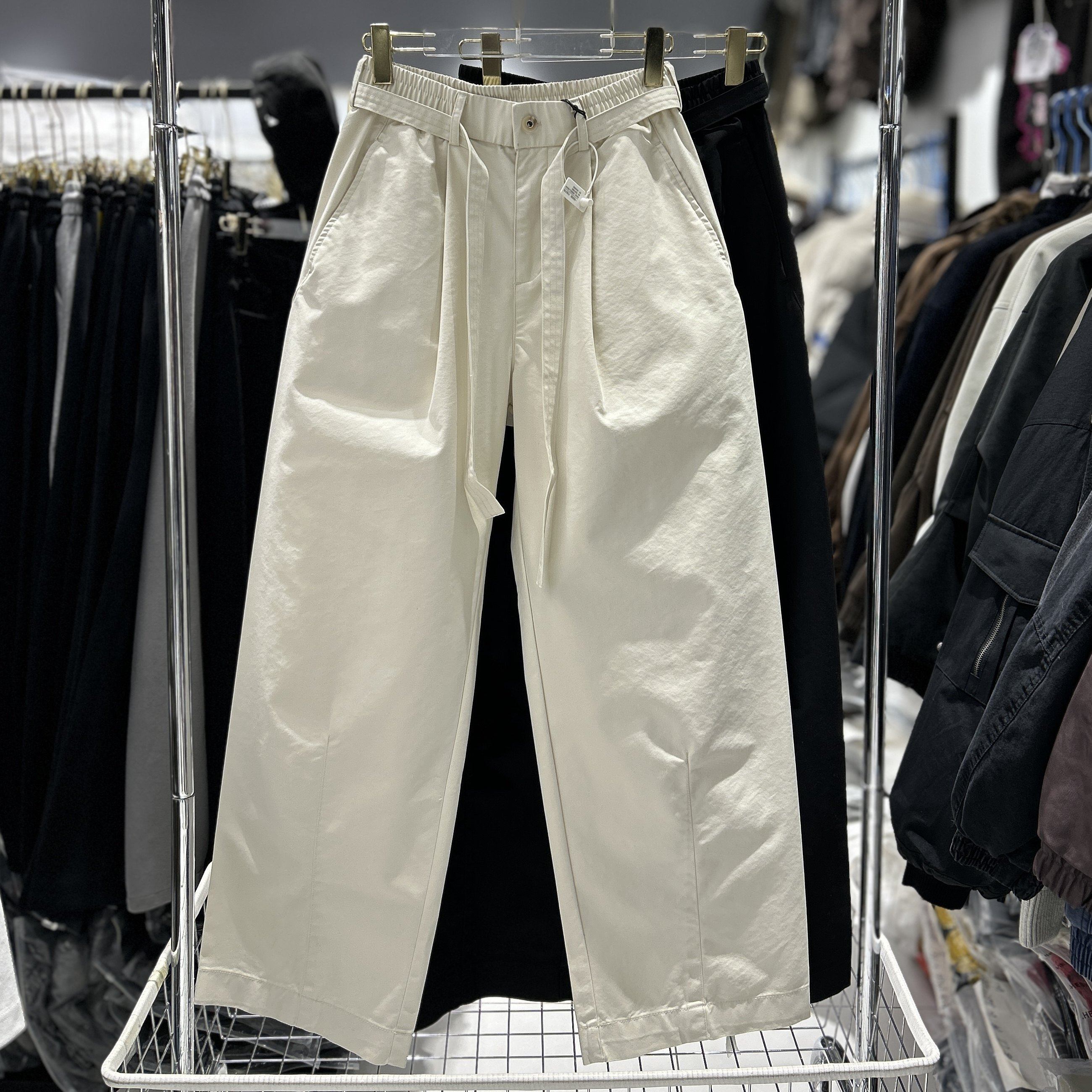 CYC潮牌2026春季新款纯色休闲廓形长裤男系腰带弯刀镰刀裤子2169,男装,休闲裤,淘宝优惠券,粉丝福利购,淘宝优惠卷