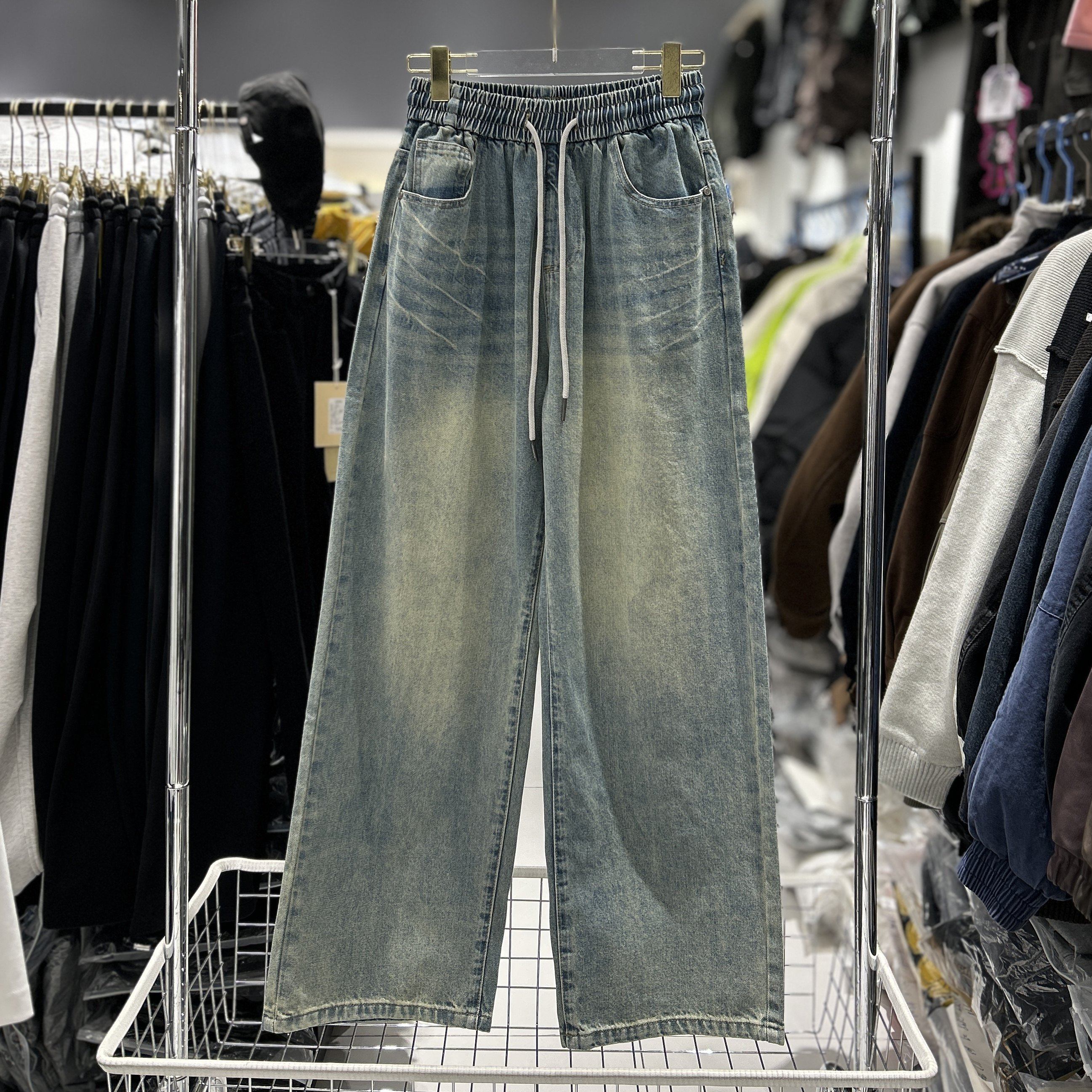 CYC潮牌26春新款经典浅蓝牛仔裤水洗猫须阔腿直筒青少年长裤15168,男装,牛仔裤,淘宝优惠券,粉丝福利购,淘宝优惠卷