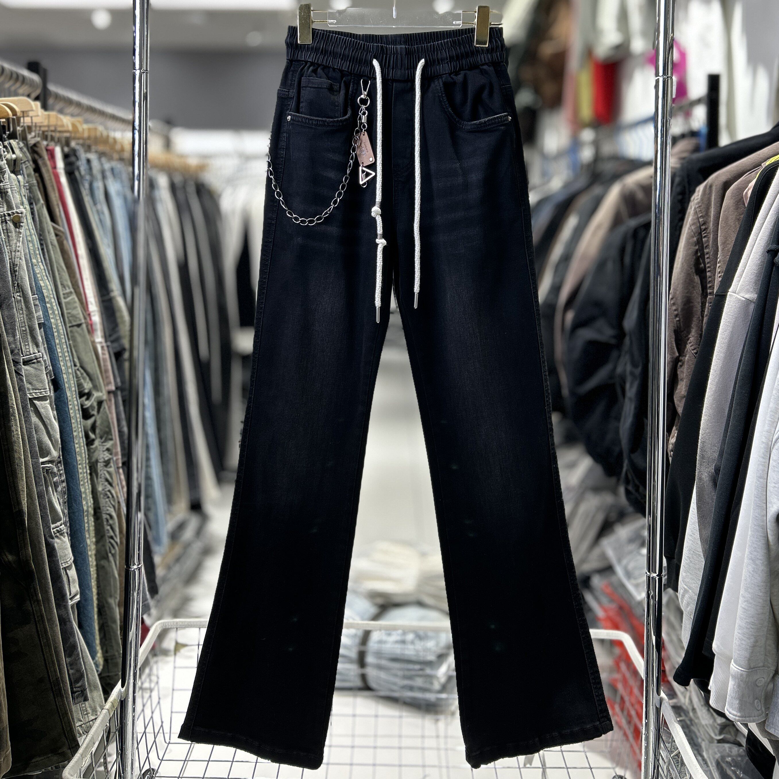 CYC潮牌美式黑色牛仔裤男士26春款cleanfit复古水洗窄版微喇裤588