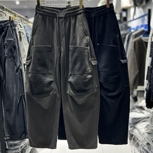 复古水洗做旧渐变色休闲裤 CYC潮牌 美式 弯刀裤 1836 重磅多口袋工装