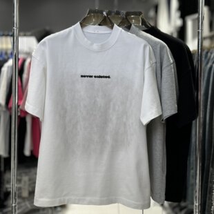 CYC潮牌重磅纯棉短袖 8818 T恤男小领口宽松热转印字母印花情侣半袖