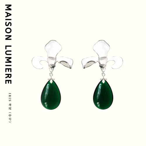 美颂之光MaisonLumiere 珐琅鸢尾中号耳环 梵高修饰脸型高级感