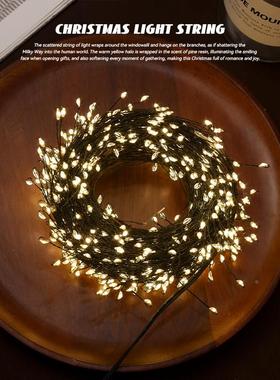 【工】圣诞挂饰鞭炮灯UDS隐藏铜线灯暖光LE氛D厂灯围户外树场景布