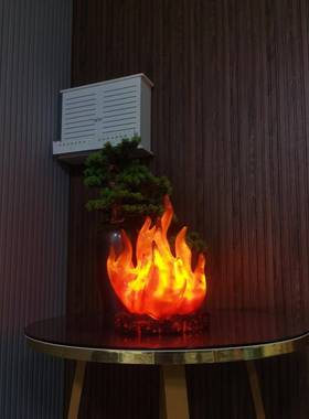 真火焰发灯创意红开色摆件招财玄关家居装TPL彷饰光工艺品业乔迁