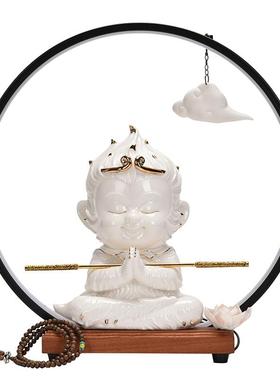 孙美悟空大摆件陶瓷猴王猴子家装品齐天大圣倒流lp68586香炉灯饰