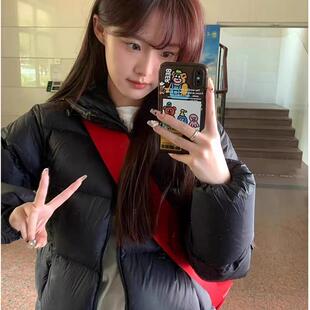 黑色情侣羽绒服短款女款2025年冬季新款连帽面包服保暖棉服外套冬