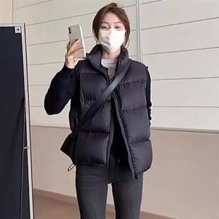 欧版简约羽绒马甲女小个子短款2025秋冬新款时尚白鸭绒面包服马夹