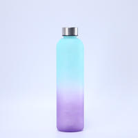 Gradient color space cup, outdoor portable large-capacity frosted sports and fitness water cup, stainless steel lid, vertical lift cup thumbnail 5