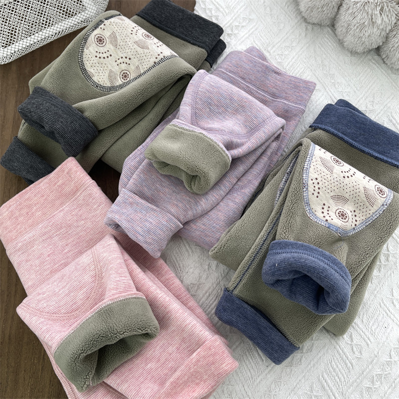 儿童加绒保暖裤男童加厚裤子女童护膝棉裤宝宝内穿打底裤秋冬款