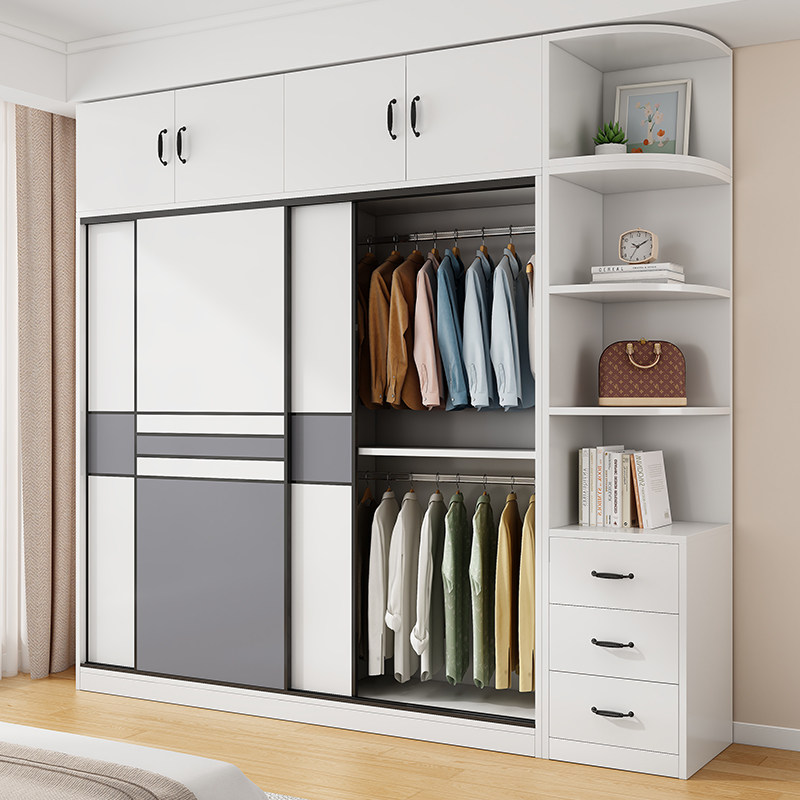 实木衣柜家用卧室简约现代出租房用新款2026爆款家具推拉门衣橱子