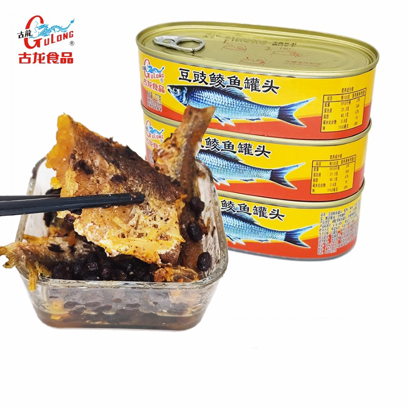 古龙豆豉鲮鱼罐头227g即食罐头鱼速食熟食下饭菜罐头食品长期食物