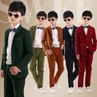 儿童西装休闲套装男宝小西装学生演出服中大童秋冬款外套韩版礼服