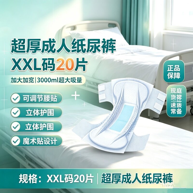 加厚瘫痪成人纸尿裤老人用尿不湿整箱防漏透气干爽舒适男女用吸收
