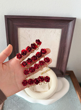 花织田原创设计玫瑰戒指蕾丝线手工微钩花朵森系指环成品