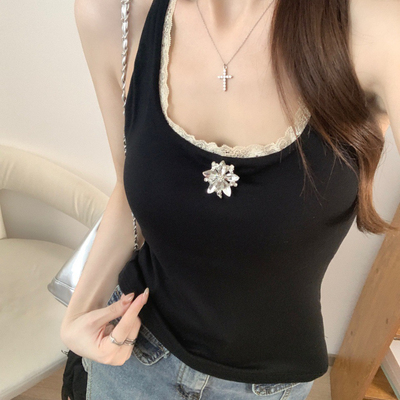 甜美磨毛U领挂脖显瘦胸垫背心