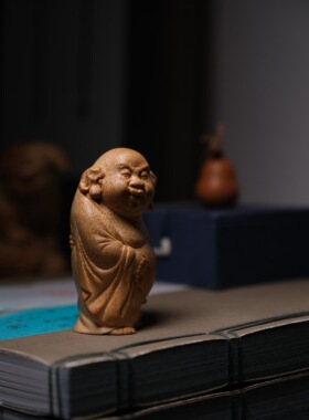 山宁竹舍 俞田徒弟 精工手作竹根雕逍遥人物把件 摆件