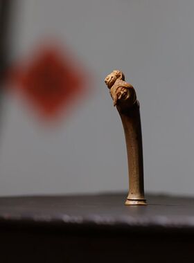 山宁竹舍 异形竹枝巧雕 一物一制 刘海戏金蟾挂坠闲章把件