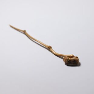 山宁竹舍 异形竹枝巧雕灵芝如意茶拨 茶器