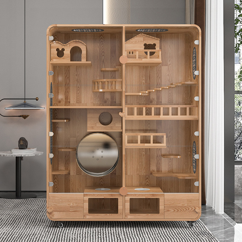 龙猫别墅实木笼子超大豪华大别墅可做防咬防啃相亲笼多层实木柜笼