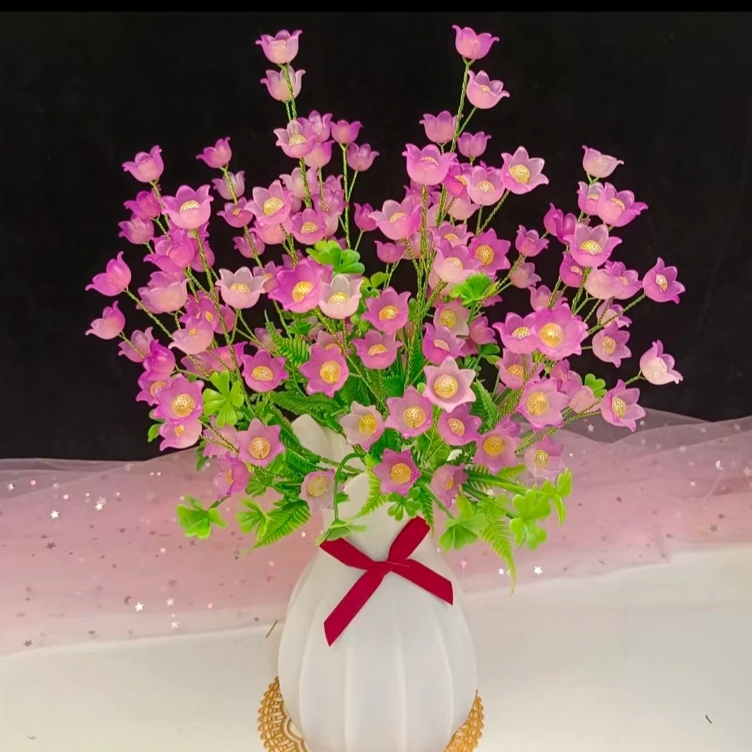 diy手工串珠花束幸福花满园材料包新款果冻渐变铃兰花瓣家居摆件