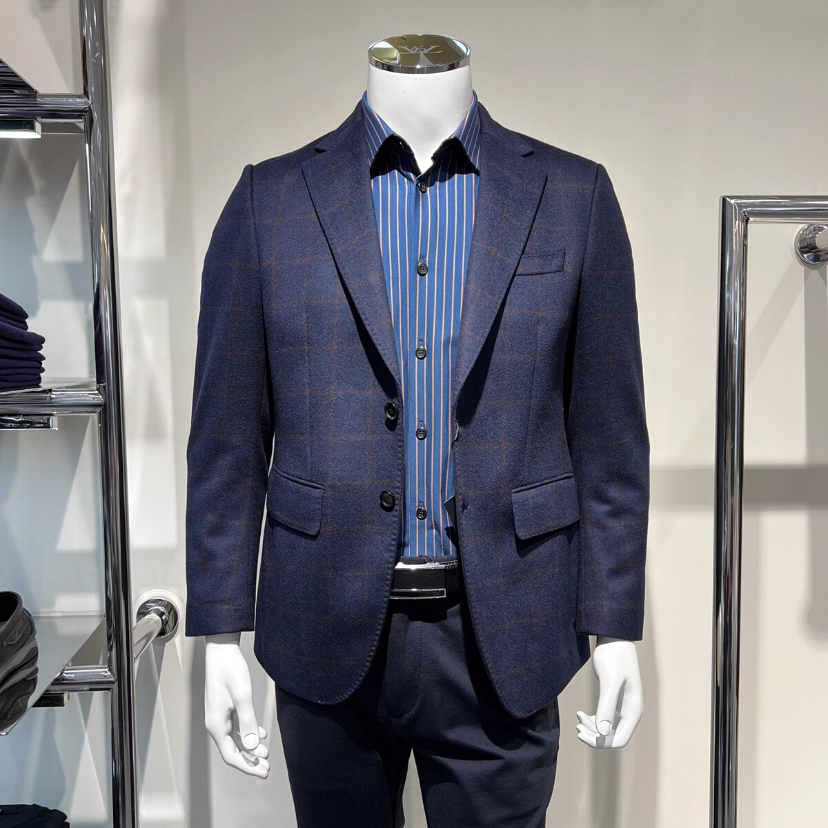 路卡迪龙男装国内代购秋冬款羊毛羊绒暗格子时尚男士商务休闲西服