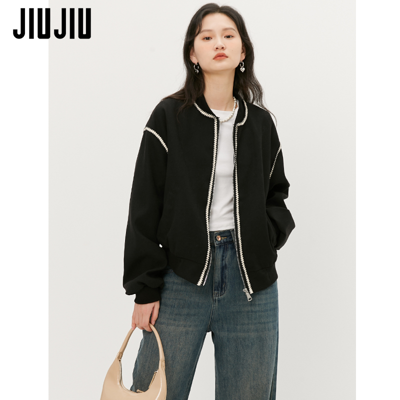 休闲黑色小香风外套女