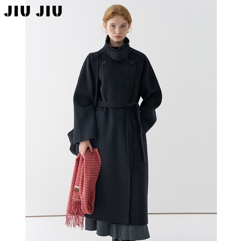 JIUJIU法式复古包包款羊毛大衣女冬季2025新款气质收腰毛呢外套