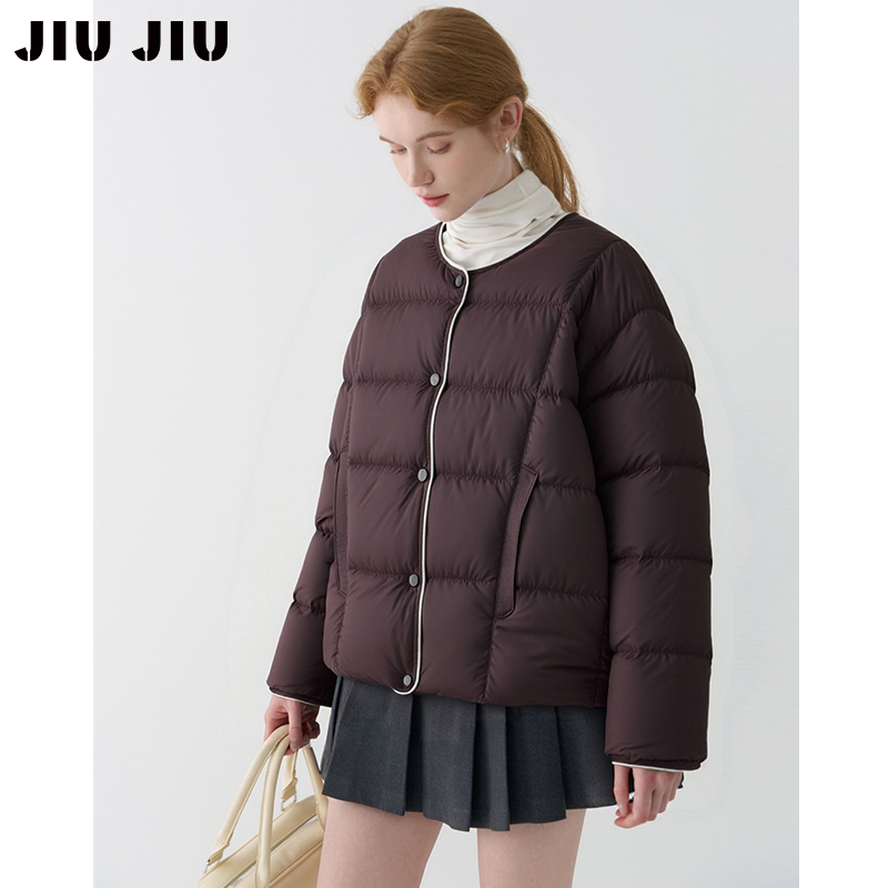 11.11上新miu系撞色羽绒服女冬季2025新款设计感短款面包服外套