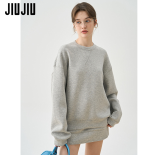 JIUJIU美式运动休闲miu系套装女2026春季新款宽松卫衣短裙两件套