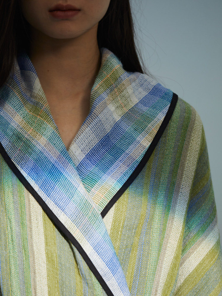 BLOSSOM COCOA AUTUMN AND WINTER STRIPES SIMPLE CASUAL MORNING GOWN PAJAMAS WOMENS LOUNGEWEAR NIGHT DRAPED LONG SLEEVES LONG DRESSING GOWN