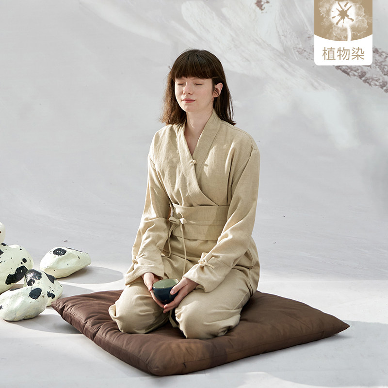 【天然植物染】朵朵可可秋冬季棉麻茶服冥想打坐长袖家居服女套装