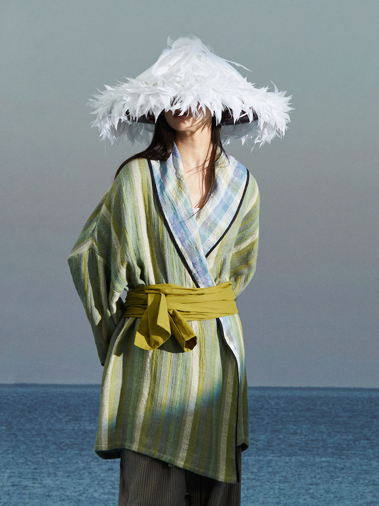 BLOSSOM COCOA AUTUMN AND WINTER STRIPES SIMPLE CASUAL MORNING GOWN PAJAMAS WOMENS LOUNGEWEAR NIGHT DRAPED LONG SLEEVES LONG DRESSING GOWN